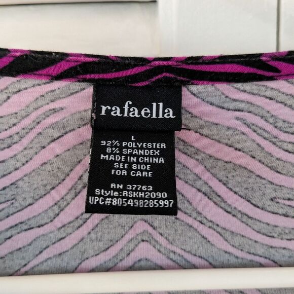 Rafaella Top Womens L Purple Black Animal Print Pullover Stretch Normcore Pleat - Picture 4 of 5